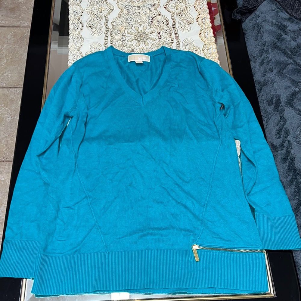 Michael Kors teal v-neck sweater